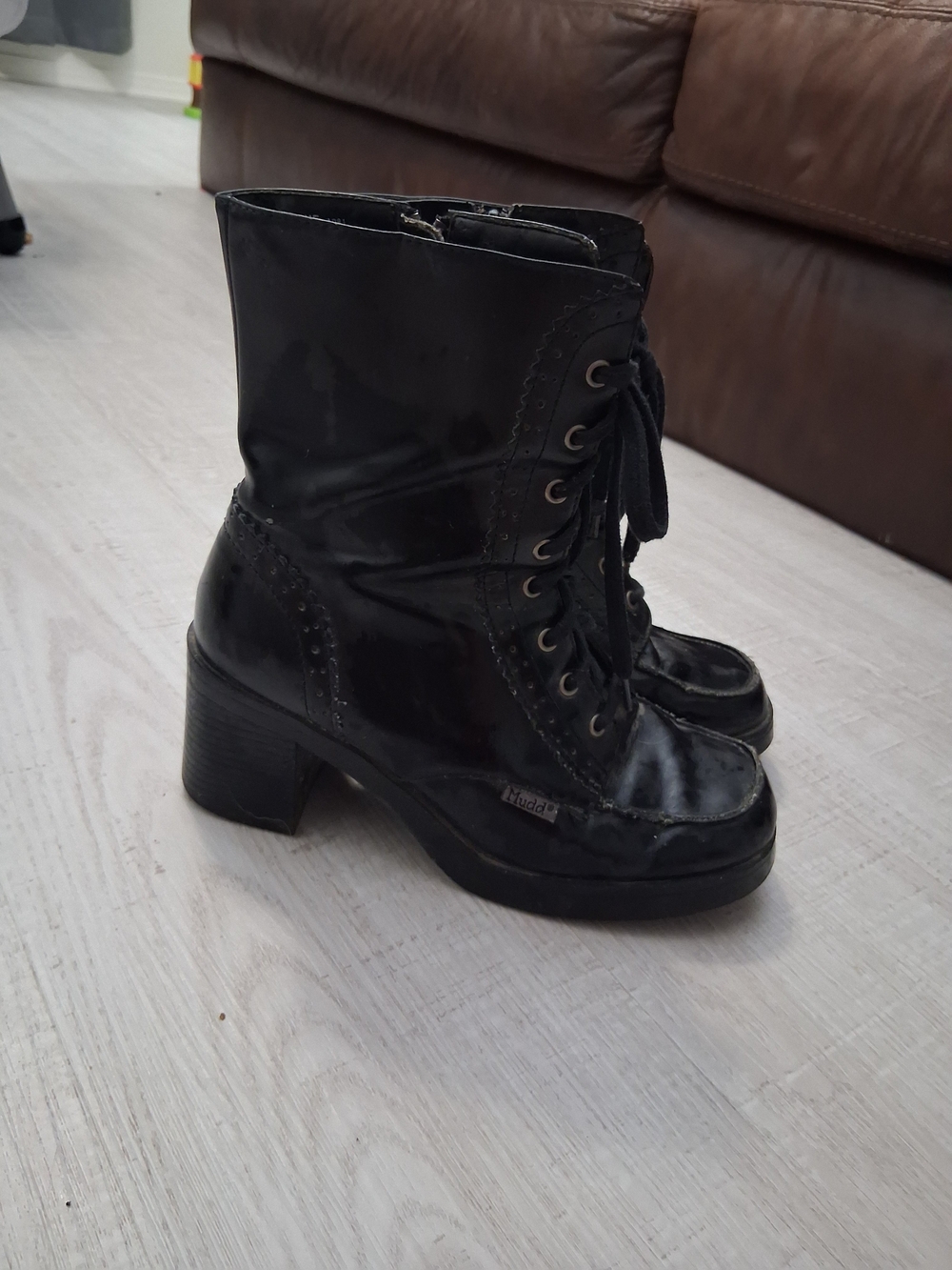 Mudd Black Lace-Up Chunky Heel Combat Boots